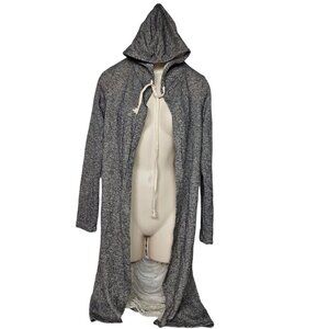 J Story Women's Gray Ripped Hooded Cardigan Sweater Small